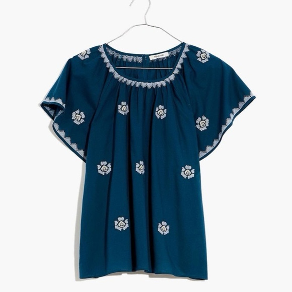 Madewell Embroidered Flutter-Sleeve Top Boho